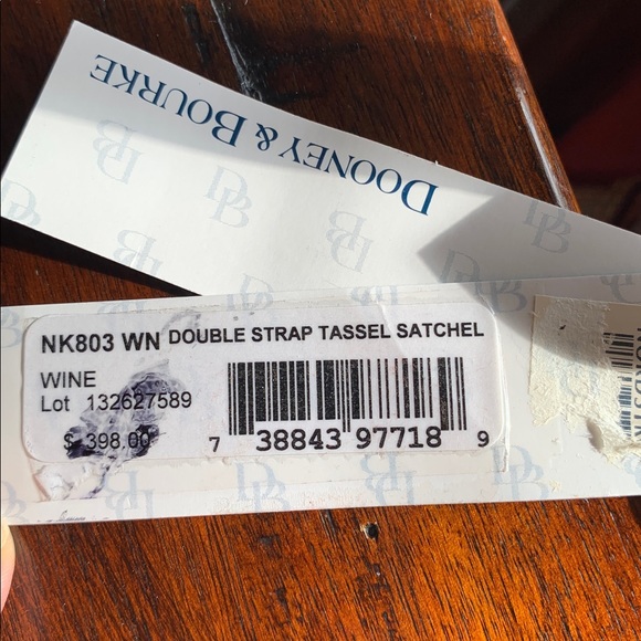 Dooney and Bourke double strap tassel leather satchel handbag in wine - Picture 8 of 13